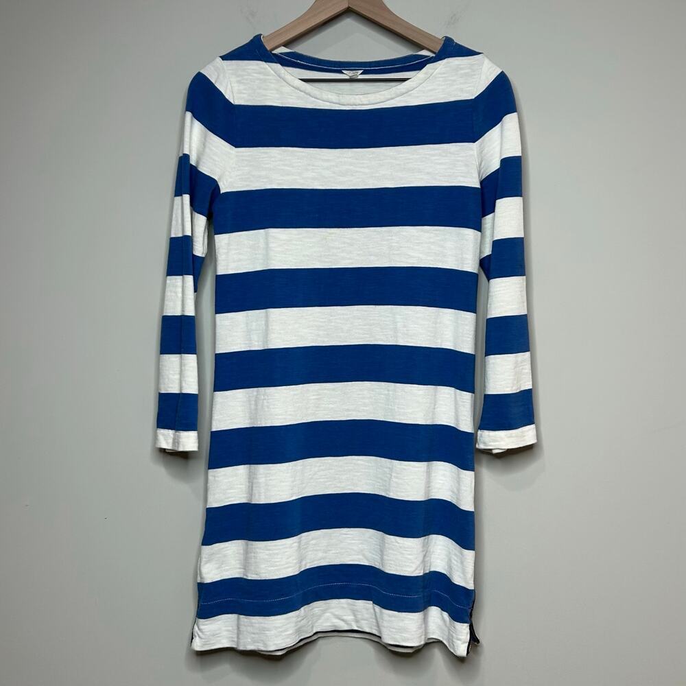 J.Crew Rugby-Striped Dress Size XS Long Sleeves Side Zippers Preppy